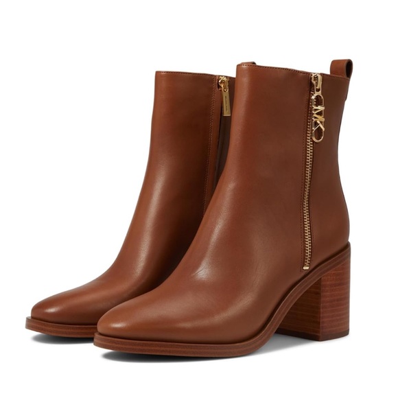 Regan leather boots with MK slider Color: Luggage size 7 Women fall winter boots - Picture 2 of 13